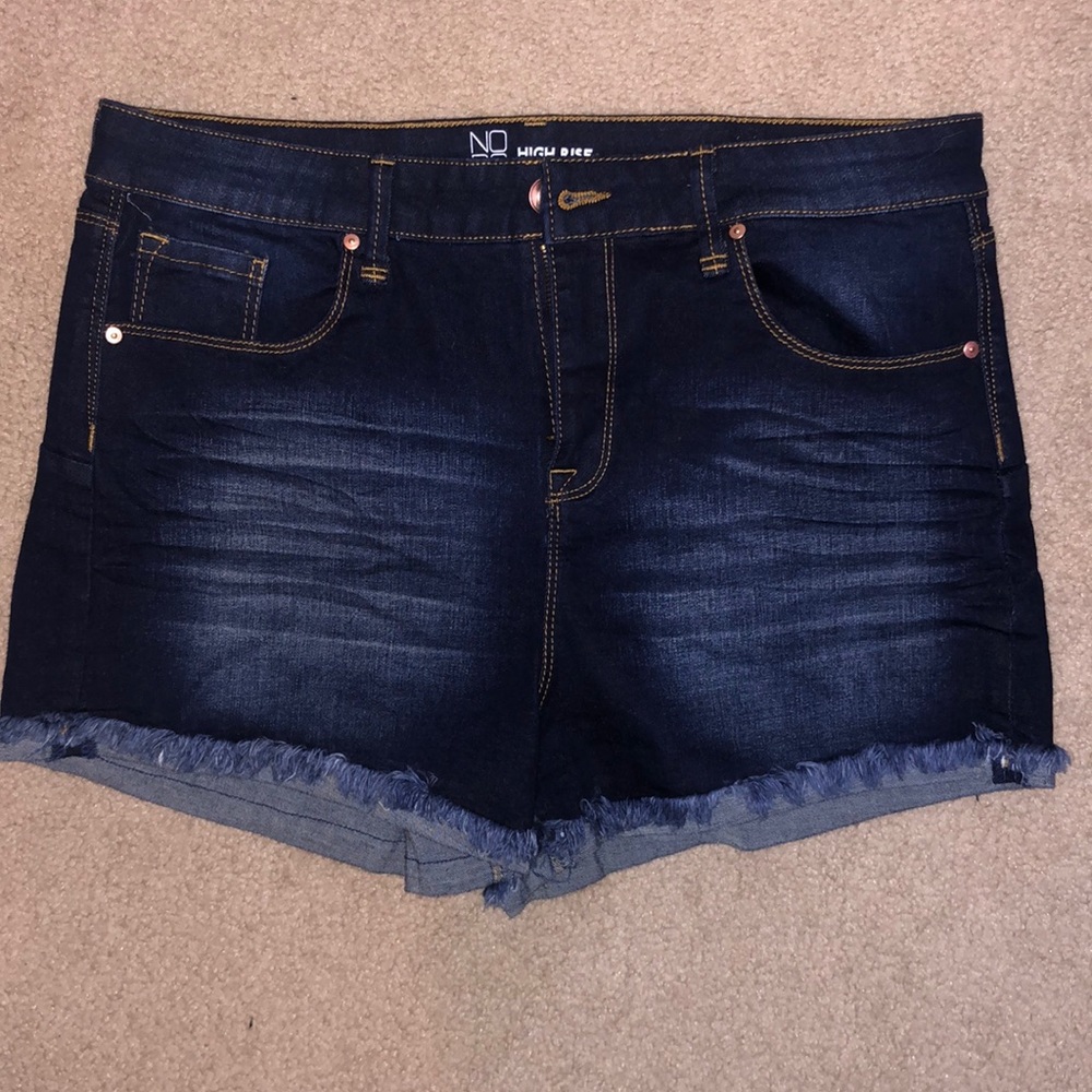 Size 15. Dark wash shorts.